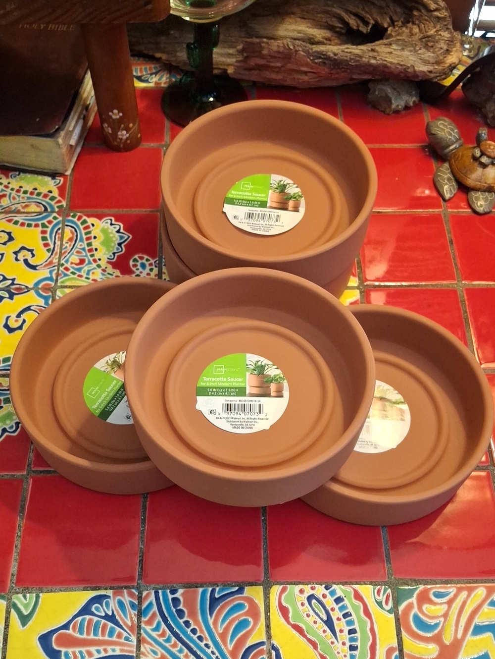 Terracotta Plant Saucers Deep Sides 5 NEW For 6" Planters 5.6in Dia X 1.6" H